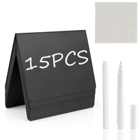15 Stück Mini Kreidetafeln A-Form Preisschilder Aufsteller 100x75mm – Buffet-Schilder, Tischkarten Hochzeit, Reserviert-Schilder Gastronomie Kreidetafel Klein, Price Tag, Schilder zum Beschriften