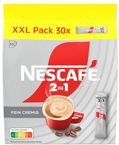 NESCAFÉ 2in1 XXL Pack 30 Sticks, löslicher Bohnenkaffee mit Creamer, Instant-Kaffee aus erlesenen Kaffeebohnen, 1er Pack (30 Sticks à 8g)
