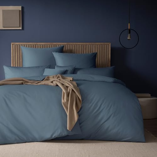 ESTELLA Mako-Satin Bettwäsche Set, 155x220 cm + 80x80 cm, Taube | 100% Baumwolle, Deutsche Marke, Garantie Reißverschluss, Moderene Farben