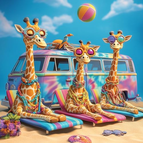 QENSPE 5D Diamond Painting Giraffe Diamant Painting Bilder Strand Diamond Art Erwachsene Full DIY Diamant Kunst Malerei Kristall Stickerei Set Home Wand Dekor 30x30 cm