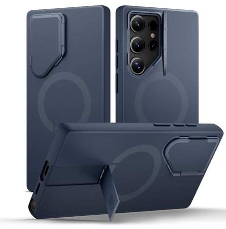 SURITCH Magnetisch Hülle Kompatibel mit Samsung Galaxy S24 Ultra 5G Handyhülle mit Metall Ständer & Kameraschutz Stoßfest Schutzhülle Kratzfest Case für Galaxy S24 Ultra (Blau)