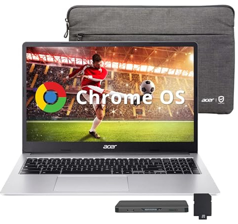 Acer Chromebook 315 15.6 FHD Laptop, Intel Celeron N4500, 4GB LPDDR4 RAM, 1TB Storage (64GB eMMC + 1TB Docking Station Set), UHD Graphics, Full-Size Keyboard, Wi-Fi 6, Chrome OS, Silver