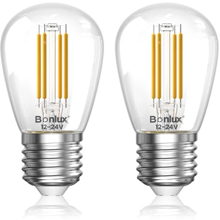 Bonlux 12V LED Glühbirne S14 E27 Glühlampen 4W, 3000K Warmweiß | Niedervolt LED Lampen für Insel-Solaranlagen, Wohnmobil, Boot, Marine, Garage, Gartenbeleuchtung - AC/DC 12-24V