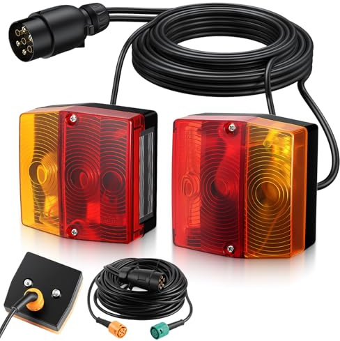 AUTOUTLET Anhänger Rückleuchten Set, 12V Anhänger Rücklicht Bajonett-Anschluss – Schneller montierbar, 7,5m Kabel & ECE-Zulassung, 7-polig Anhängerbeleuchtung IP65 Wasserdicht Kennzeichenbeleuchtung