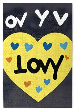Holzpuzzle Love you with all my heart, für Erwachsene und Kinder, herausfordernde Puzzle-Dekorationen