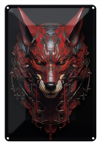 Wallario Blechschild Wandbild aus Metall Mechanischer Wächter - 20 x 30 cm in Premium-Qualität: Brillante Farben