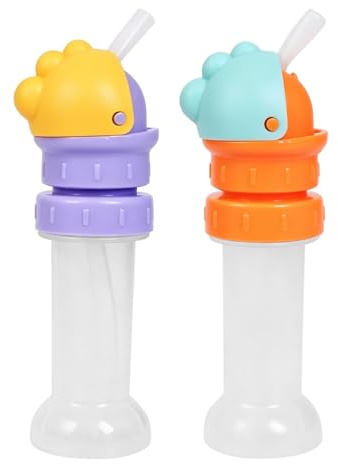 2PCS Kids Water Bottle Spout Conversion Cap with Straw, Reusable Water Bottle Straw Cap, Flip-Tops Universal Bottles Adapter, Leak-Resistant Replacement Top for School, Travel & Diaper Bags