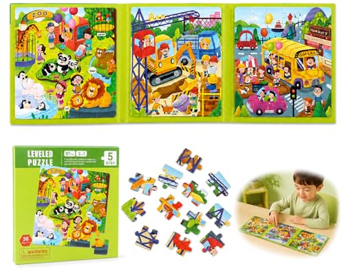 NYVOR Magnet Puzzle 25-30-42 Teile Kinderpuzzle ab 3–6 Jahre, Aktivität im Flugzeug für Kleinkinder, Pädagogisches Reisespielzeug Magnetgeschenk, Lernspiel für Motorik-Förderung (Zoologischer Garten)