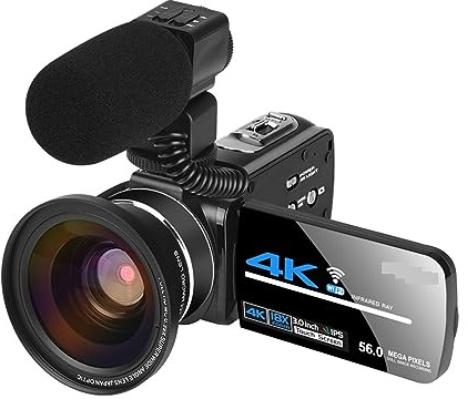 Nachtsicht-Digitalkameras, Weitwinkel-4K-Videorecorder, Streaming-Camcorder for Fotografie, 18-faches Mikrofon, Vlog-Webcam Wunderbare Momente Ganz Einfach Festhalten(128G SD Card)