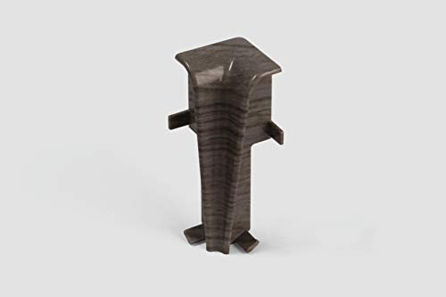 EGGER Innenecke Sockelleiste Eiche anthrazit für einfache Montage von 60mm Laminat Fußleisten | Inhalt 2 Stück | Kunststoff robust | Holz Optik grau