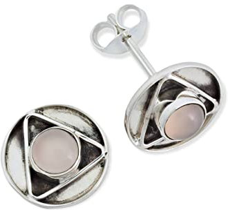 Ohrstecker 925 Silber Rosenquarz rosa Stein Edelstein Ohrringe echt Silber Damen Sterling Silber Stecker Geschenk(MOS-053-07)