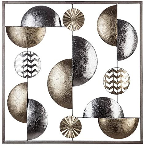 Atmosphera Wanddekoration, Kugel, Metall, Silber und Gold, 50 x 50 cm