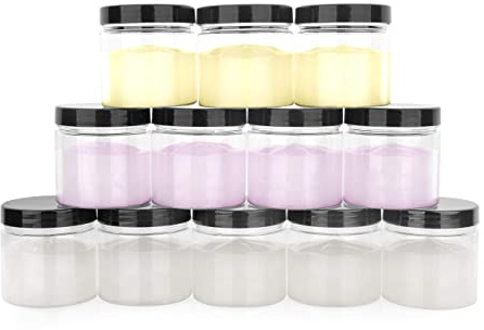 Healthy Packers Small Plastic Jars with Lids (120 ML, 12 Pack) - Clear Plastic Food Storage Containers- Great for Your Slime, Jam, Creams and More! - BPA Free