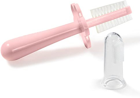 Grabease Brosse à dents double face pour bébé, sans BPA ni phtalates, 1 paquet, Blush