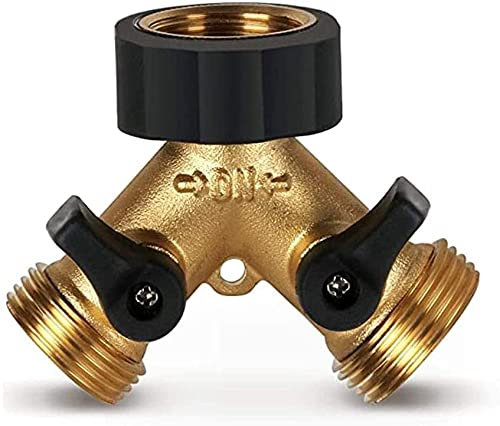 Répartiteur Distributeur Y 2 Voies pour Tuyau d'alimentation 3/4, Raccord Double Robinet Connecteur de Tuyau, Raccord Y pour Tuyaux d'Arrivée d'Eau avec Robinet d'Arrêt pour Irrigation de Jardin.(US)