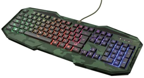 Trust Gaming GXT 830 RW-C Avonn Gaming Tastatur (Regenbogenwellen-Beleuchtung, 12 Media-Tasten, QWERTZ Deutsches Tastaturlayout)