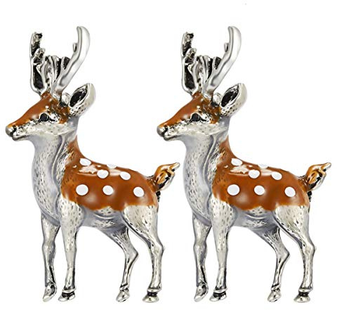Amosfun Hirsch-Brosche, Weihnachts-Brosche, niedlich, weihnachtliches Cartoon-Design, Legierung, Sika-Geschenk, Brosche, für Mädchen, Damen, Damen, Madam, 2 Stück