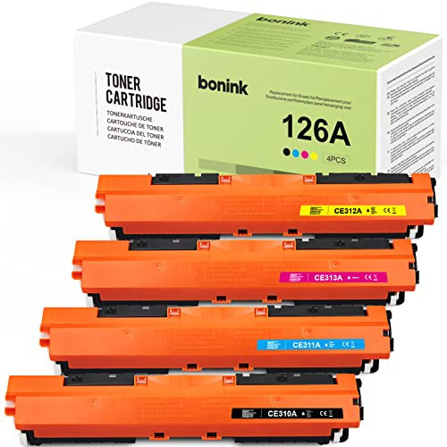 BONINK 126A CE310A Toner Kompatibel für HP 126A für HP Laserjet CP1025 Color Toner M175NM Toner MFP M177FW Ersatz für HP 126A CE310A (4 Packs)