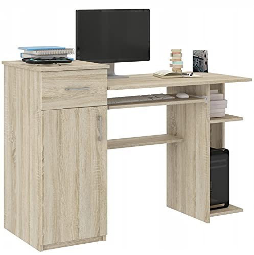 Framire N-8 Schreibtisch in Sonoma Eiche, Computertisch mit 1 Schubladen, Schreibtisch für Schlafzimmer, Wohnzimmer, Studio, 120 x 50 x 92 cm