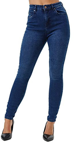 Tazzio Jeans Damen High Waist Denim Slim Skinny Fit Jeanshose Stretch Hose F101 Dunkelblau 42