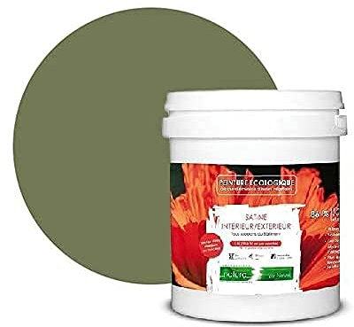 BOX DECO COULEURS Pintura natural ecológica interior exterior con aspecto satinado Natura - 1L, verde caqui