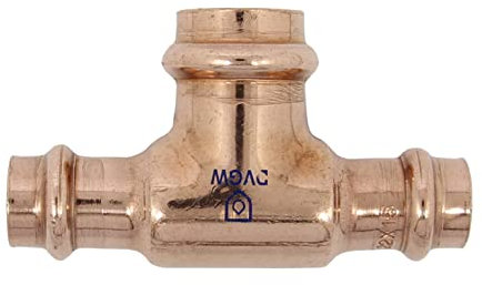 Pressfitting T-Stück reduziert 12 x 15 x 12 mm aus Kupfer - Muffe Pressanschluss Kupferfittings Rotguss