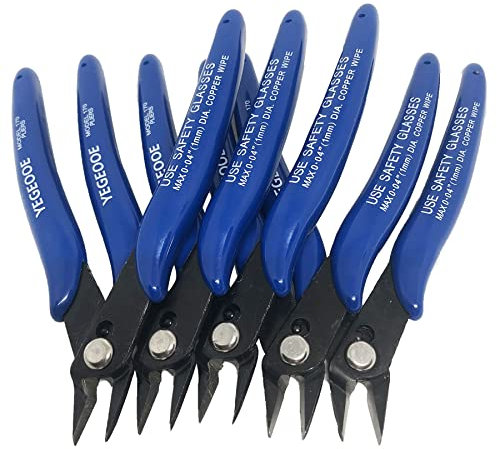 YEGOOD Flush Wire Cutter, 5Pack 170 Micro Precision Wire Cutters Internal Spring Cutting Pliers for Electronic, Model, Jewelry Making (5inch Size)