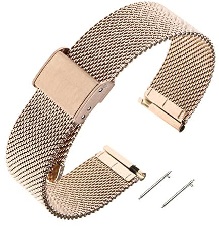 VGOL Remplacement Bracelet de Montre Compatible avec Garmin Vivoactive 4S / Vivomove 3S / Venu 2S Bracelet de Montre Réglable en Métal 135mm-210mm, Or rose