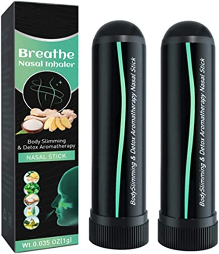 Body Slimming and Detox Aromatherapy Nasal Stick, Made with Essential Oils and Menthol, Provides Fresh Cooling Sensation, Enhance Breathing and Boost Focus (2pcs)