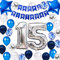 15. Geburtstag Party Dekoration für Jungen, Happy Birthday Banner Marineblau 15 Geburtstag Ballons Latex Konfetti Ballon für Jungen Ihn Sohn 15 Jahre alt Geburtstag Dekoration(15.)