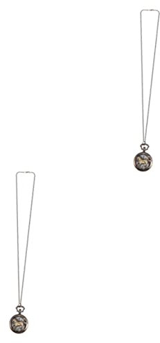 Gatuida 2 Stück Uhr Legierung Retro Classic Vintage Medaillon Halskette Antike Pferde Hohl Zarte Tasche Jäger Pullover Voll