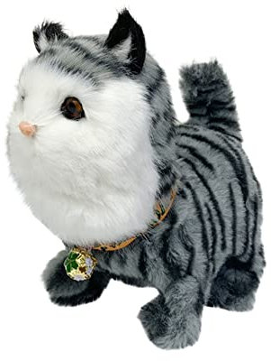 Electronic Pets, Plush Toy Cat Walking and Barking, Interactive Plush Toys, Realistic Plush Kitten Cuddly Cat Toy for Children Women Gift