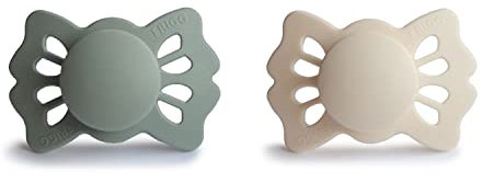 FRIGG Lucky Silikon Schnuller | Symmetrischer Schnuller 2er Pack | BPA-frei | Hergestellt in Dänemark | Cream/Sage - Größe 1 (0-6 Monate)