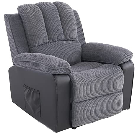 FAMOYI Poltrona Relax Elettrica Reclinabile Riscaldanti Poltrona Relax Poltrona Massaggiante con Poggiapiedi Per Anziani Tessuto Gray