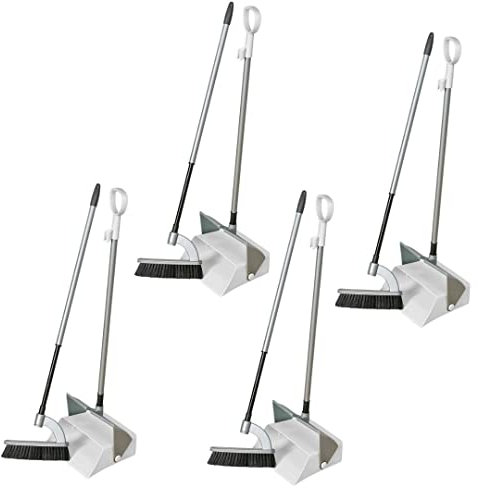 Novaliv Lot de 4 balayettes Combi - Design ergonomique - Avec pelle et pelle à poussière à long manche