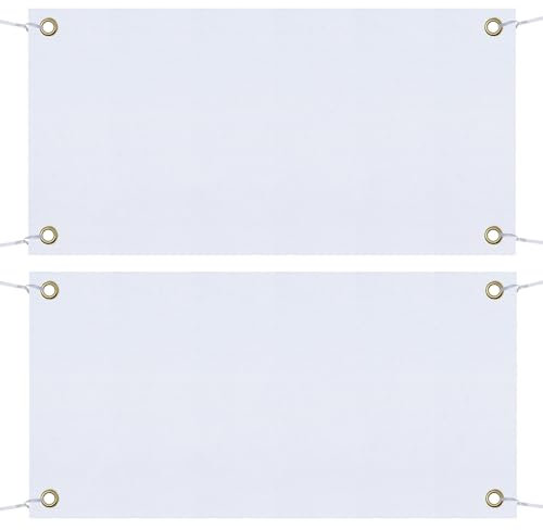 Pilikoll 2 Sets 120x60cm Blanko Banner Weiß mit 10m Hängendem Seil DIY weißes Banner zum Bemalen Polyester Blanko banner für DIY Painting Aktivitäten Schulveranstaltung