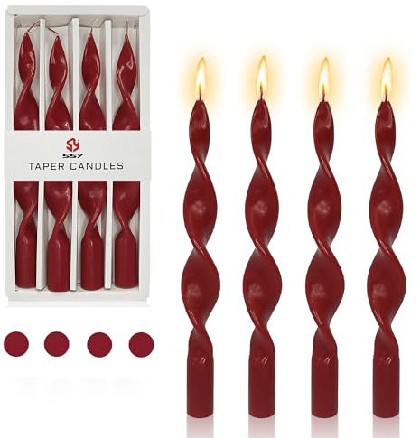 Gedengni Spitzkerze spiralförmige Kerzenständer, 25cm rot gedrehte Kerzen lange Kerzenständer gedrehte Spitzkerzen für Tischdekoration Einweihungsparty Geschenkidee für Frauen 17D4PC-RED