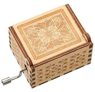 Luckious Wooden Hand Crank Music Boxes - Mini Classic Vintage Wooden Music Box, Wood Engraved Vintage Music Box for Valentine's Day Wedding Day Birthday Anniversary