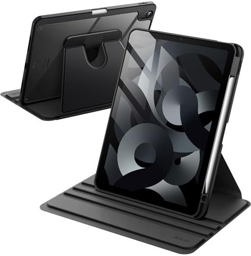 JETech Funda Giratoria para iPad Air 11 Pulgadas M3/M2 (2025/2024), iPad Air 5/4 (2022/2020 Modelo) con Soporte para Pencil, Carcasa Soporte Rotación de 360 Grados Protectora (Negro)