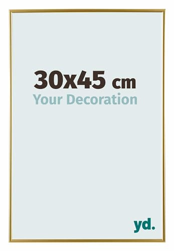 Your Decoration - Bilderrahmen 30x45 cm - Gold - Bilderrahmen aus Kunststoff mit Acrylglas - Antireflex - 30x45 Rahmen - Evry