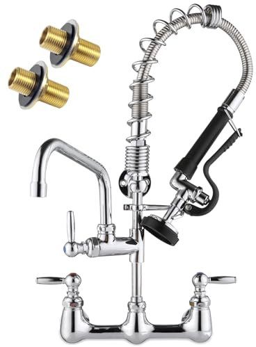 50,8 cm Höhe, kommerzieller Wasserhahn mit 20,3 cm Schwenkauslauf/kommerzielle Küchenspüle, Wasserhahn, ausziehbarer Sprühkopf für Restaurant, Industrie, Messing