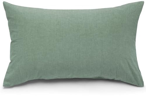 ATsense 2er Set Kissenbezug 40x70 cm - 100% Gewaschene Baumwolle Hypoallergenes Kissenbezüge, Grün Kopfkissenbezug mit Reißverschluss, Oeko-TEX Zertifiziert, Weich und Atmungsaktiv