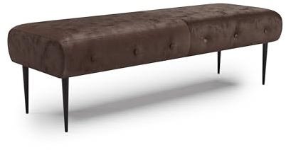 CAVADORE Sitzbank Amba, Trendige Polsterbank 2,5-sitzig für Küche, Esszimmer oder Wohnküche / Küchenbank passend zum 2,5-Sitzer Amba / 139 x 52 x 54 / Hochwertiges Mikrofaser: Braun