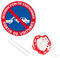 Signalétique.biz France - panneau rond en aluminium 300mm - Interdiction de stationner sortie de voitures, avec chaîne plastique rouge et blanche 5m + colliers de serrage.