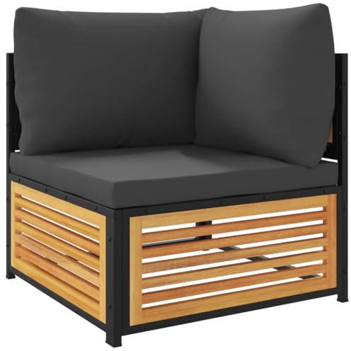 vidaXL Garten Ecksofa, Mittelsofa mit Kissen, Modular Loungesofa für Garten Terrasse, Gartensofa Gartensessel Gartenmöbel, Massivholz Akazie