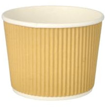DeinPack 25 Suppenbecher 520ml | To Go Suppen Einweggeschirr I Riffelbecher | Suppenbecher Einweg braun/weiß, ungebleicht I biologisch abbaubare Speise-Becher