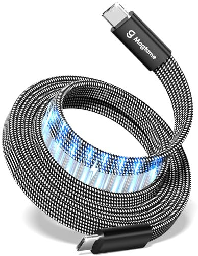 Magtame Cable C USB Magnético Plano 240W, Carga Rápida 5A 1m Tejido de Nylon, para Phone 15/15 Pro/15 Pro Max, Samsung, MacBook