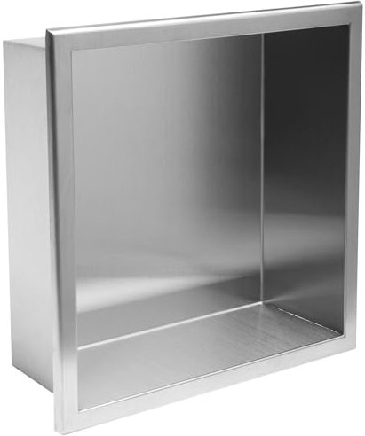 Rea Niche Étagère Salle de bains 30x30 inox brosse Niche Douche Intégré Organisateur Salle de bains Niche murale en acier inoxydable (acier brossé)