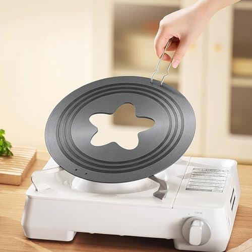 Electric Stove Heat Diffuser for Fire Pit, Moka Pot Guard Deflector w/Anti Scalding Handle, Cookware Protection Heat Plate for Gas Burners