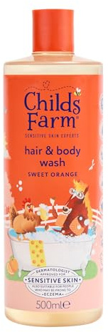 Childs Farm Kids Hair & Body Wash, Sweet Orange | Tear-free, Gently Cleanses | Suitable for Dry, Sensitive Skin, 500ml